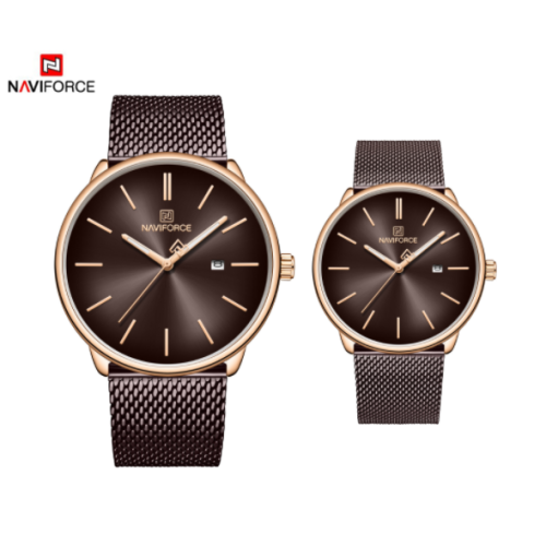NAVIFORCE 3012 Водонепроницаемые наручные часы для пары Модные спортивные наручные часы со стальным ремешком